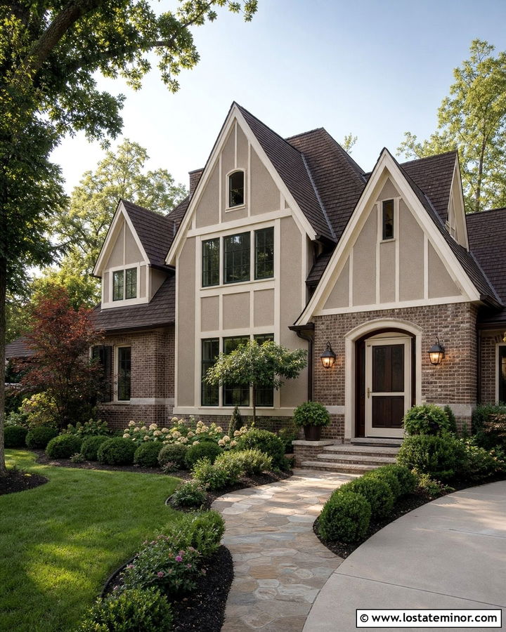 Perfect Greige House With Cream Storm Door - 30 Greige House Design With Storm Door Ideas