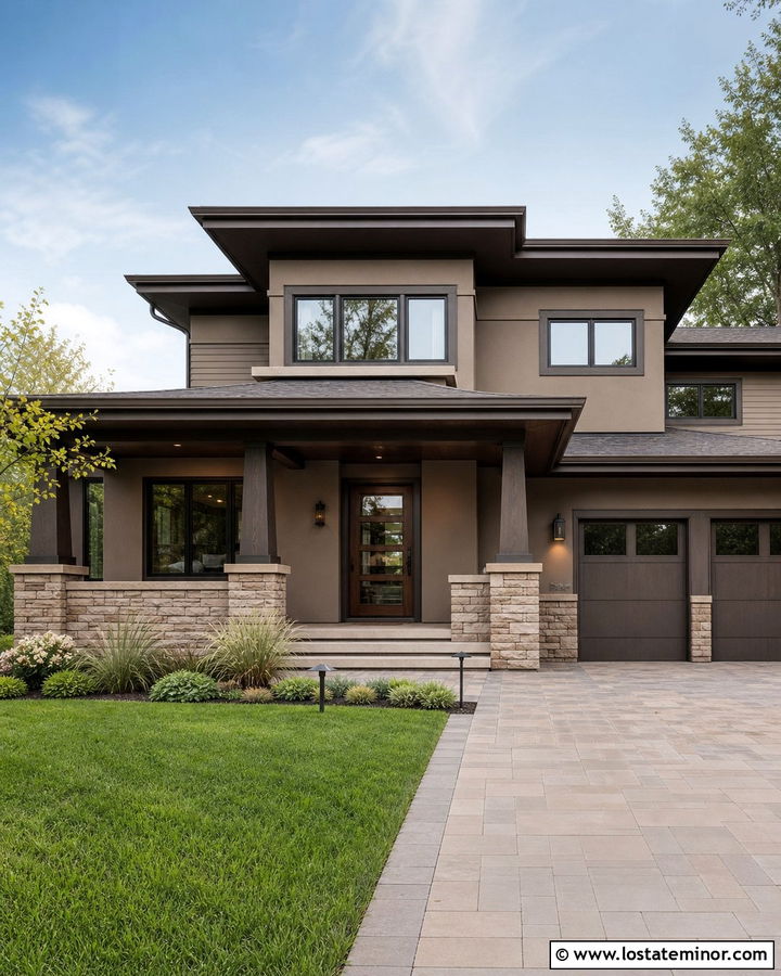 Prairie Stone House With Low Front Porch - 30 Stone House Design With Front Porch Ideas