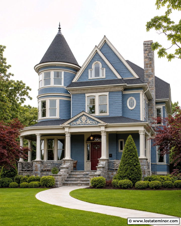 Queen Anne House With Stone And Shingles - 30 Stone House Design With Shingles Ideas