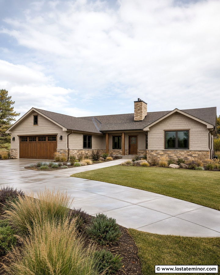 Ranch House With Stone And Shingle Siding - 30 Stone House Design With Shingles Ideas