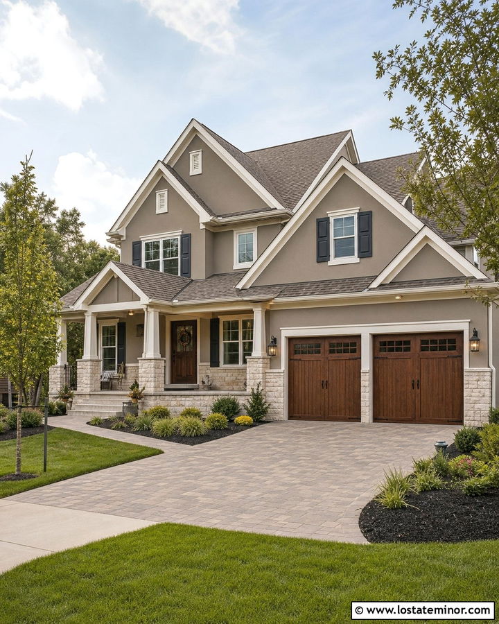 Requisite Gray House With Stone Wainscoting - 30 Greige House Design With Stone Accents Ideas
