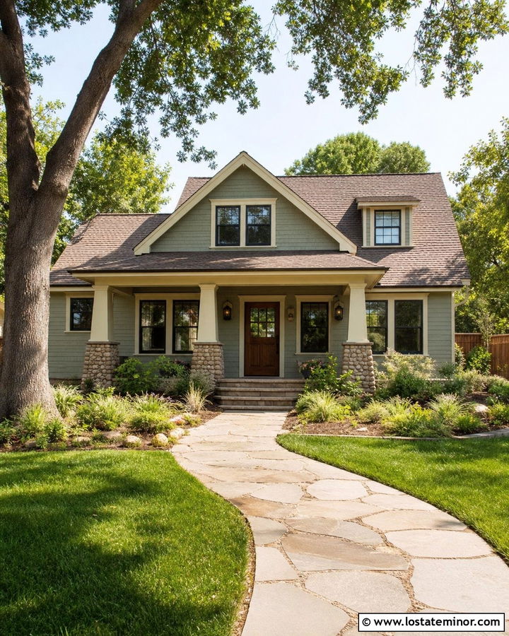 River Rock Craftsman With Seeded Glass Lanterns - 30 Stone House Design With Light Fixtures Ideas