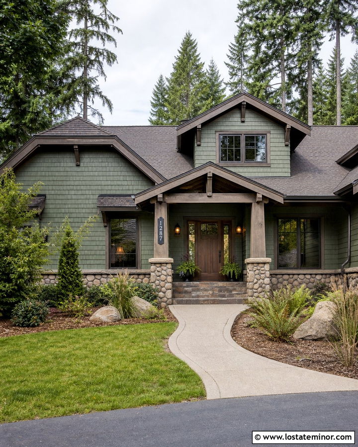River Rock House With Black Address Plaque - 30 Stone House Design With House Numbers Ideas