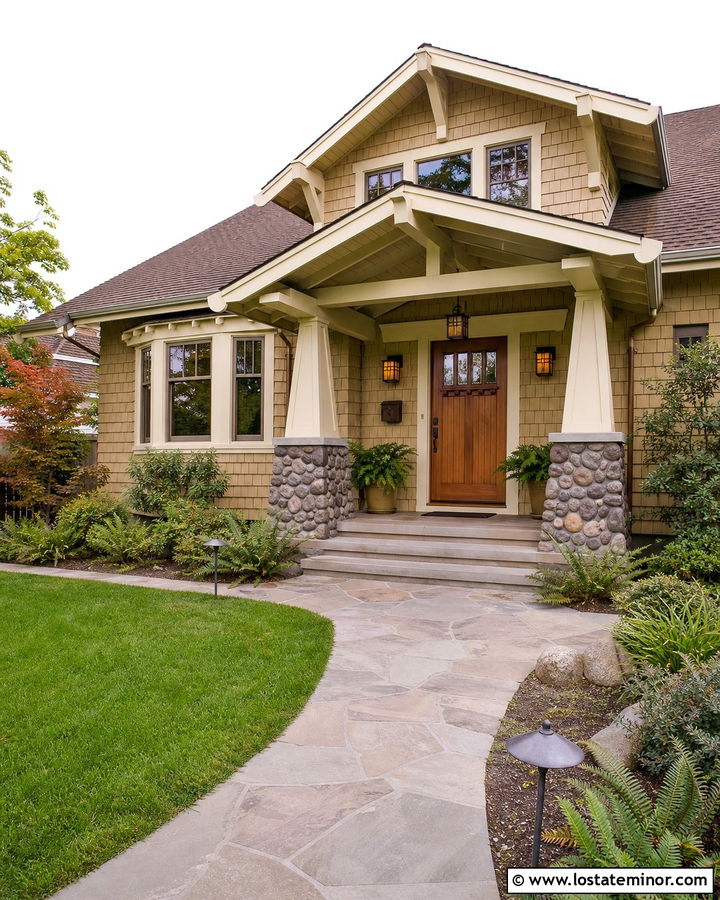 River Rock House With Craftsman Front Door - 30 Stone House Design With Front Door Ideas
