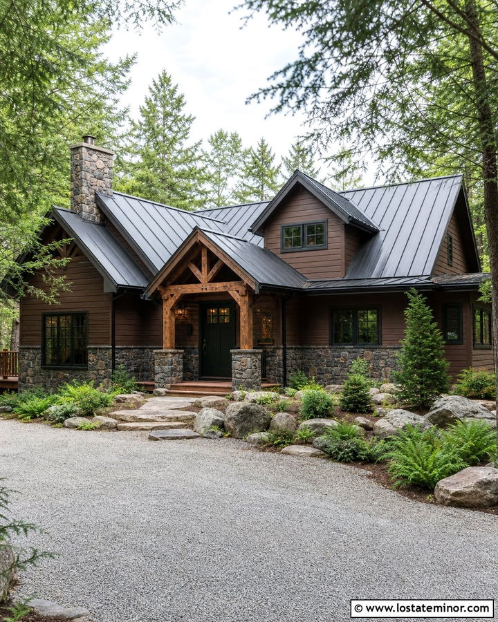 Rustic Cabin With Stone Wainscoting - 30 Stone House Design With Wainscoting Ideas