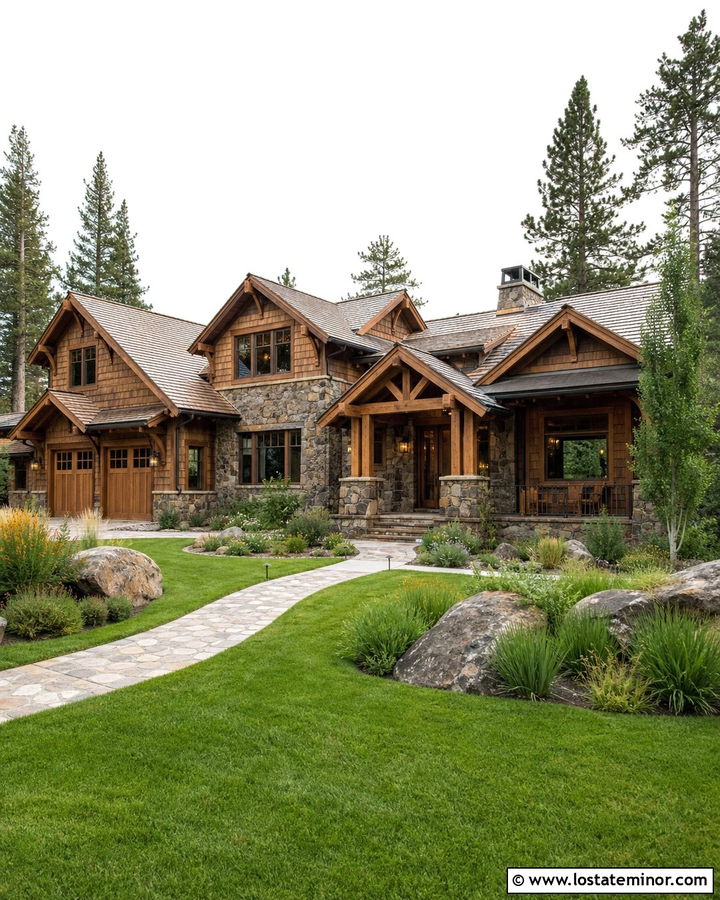 Rustic Stone House With Cedar Trim - 30 Stone House Design With Trim Ideas