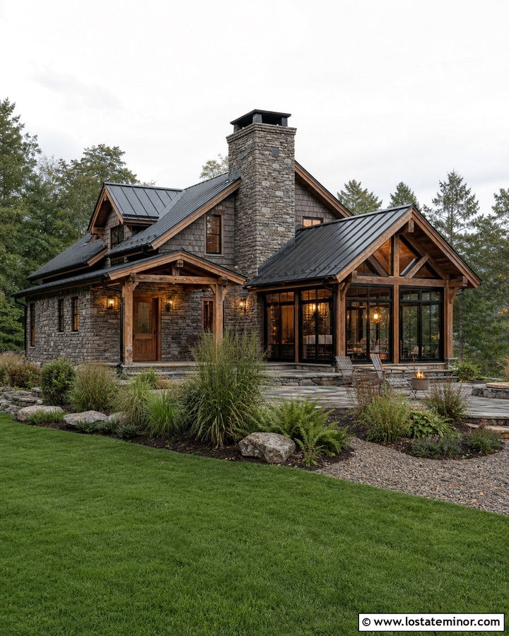 Rustic Stone House With Four Season Sunroom - 30 Stone House Design With Sunroom Ideas