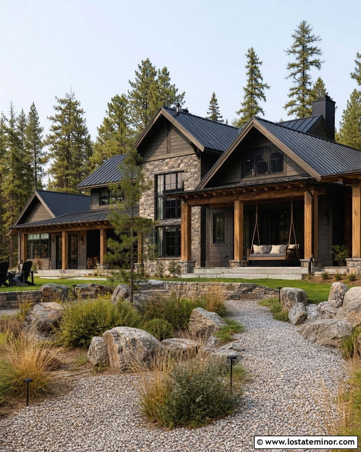 Rustic Stone House With Hanging Daybed - 30 Stone House Design With Daybed Ideas