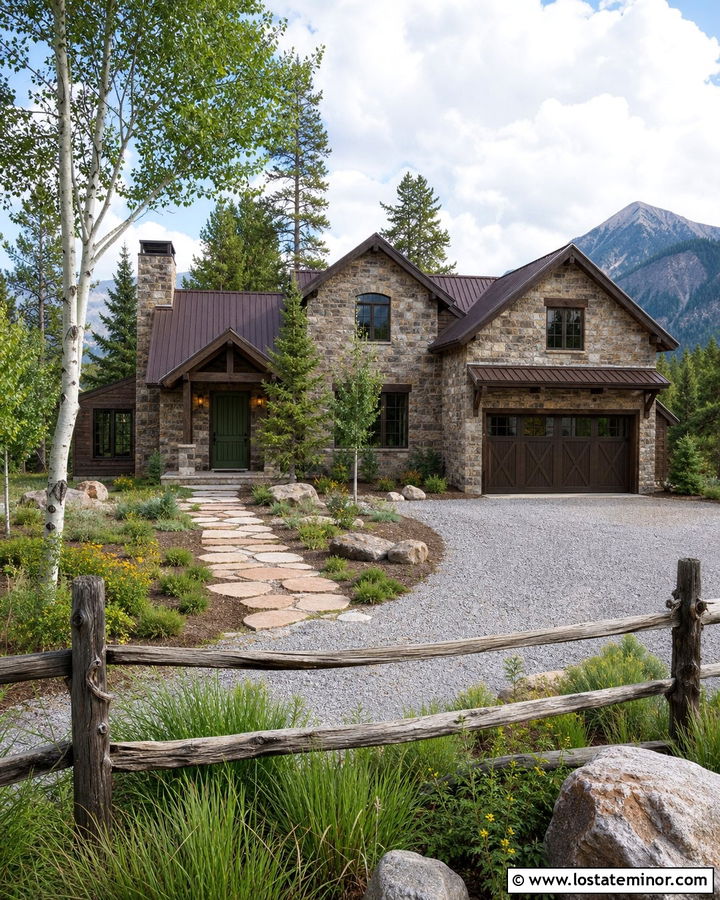 Rustic Stone House With Split Rail Fence - 30 Stone House Design With Fence Ideas