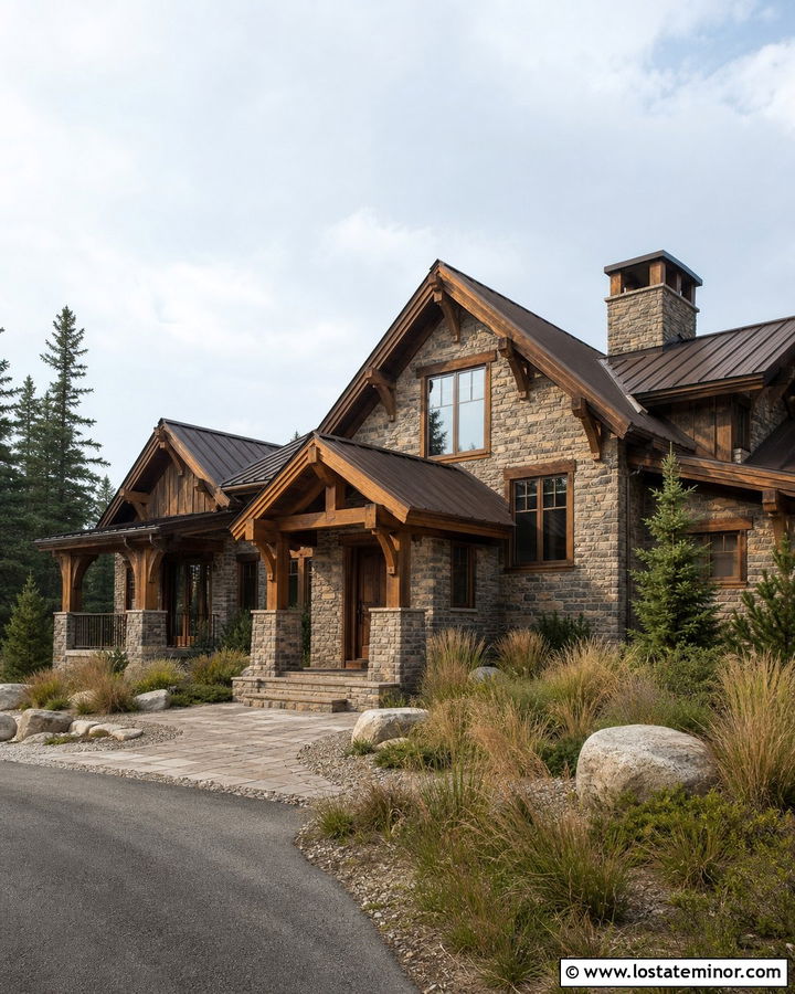 Rustic Stone House With Wood Window Frames - 30 Stone House Design With Window Frames Ideas