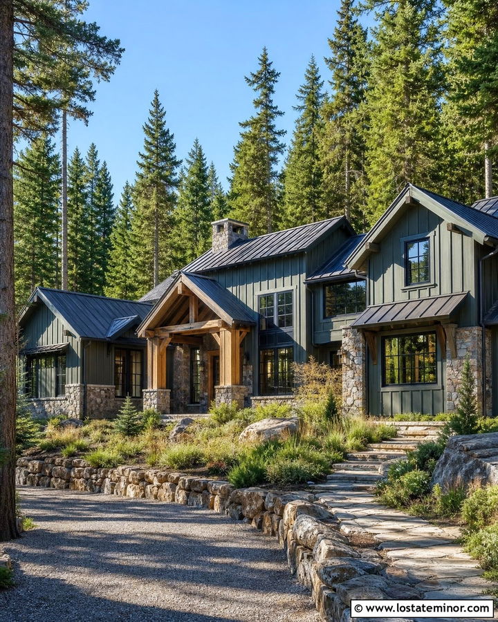 Sage Green Board and Batten Mountain House - 30 Sage Green House Design With Board and Batten Ideas