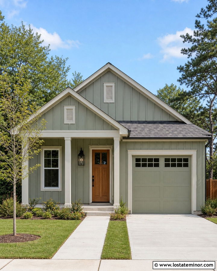 Sage Green Board and Batten Small House - 30 Sage Green House Design With Board and Batten Ideas