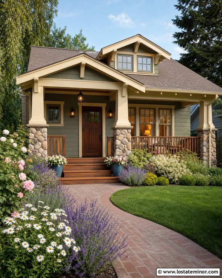 Sage Green Bungalow With Cottage Front Garden - 30 Sage Green House Design With Front Yard Ideas