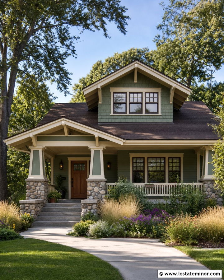 Sage Green Bungalow With Front Dormer - 30 Sage Green House Design With Dormers Ideas