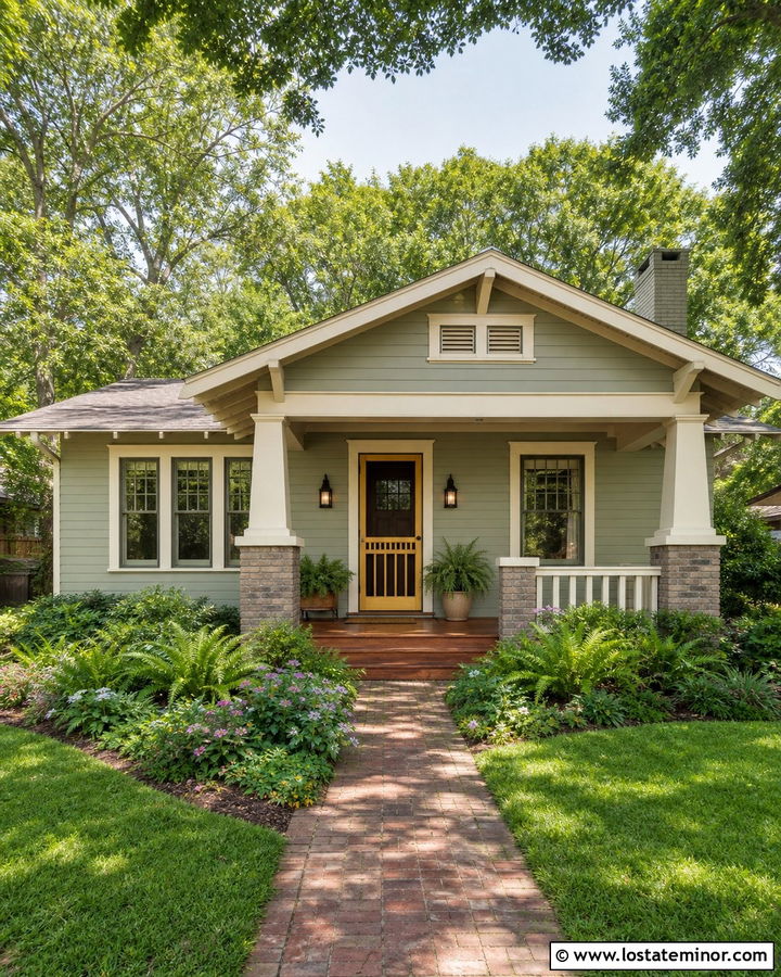 Sage Green Bungalow With Vintage Screen Door - 30 Sage Green House Design With Screen Door Ideas