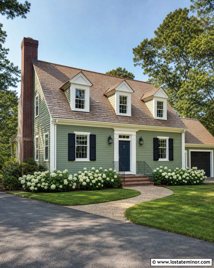 Sage Green Cape Cod With Cedar Roof Shingles - 30 Sage Green House Design With Shingles Ideas