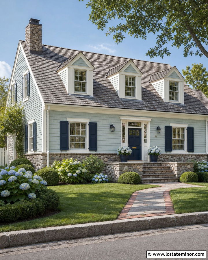 Sage Green Cape Cod With Cobblestone Wainscoting - 30 Sage Green House Design With Wainscoting Ideas