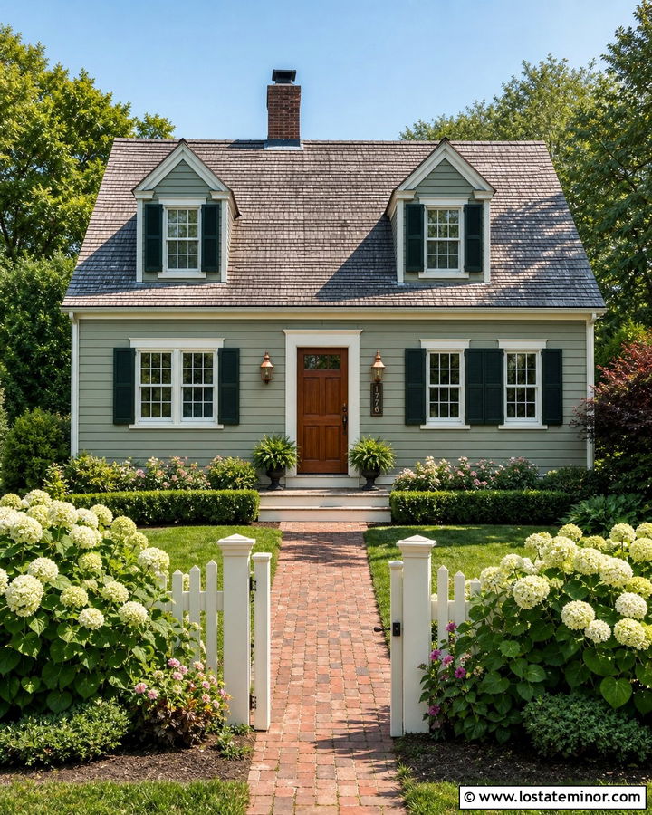 Sage Green Cape Cod With Cream House Numbers - 30 Sage Green House Design With House Numbers Ideas