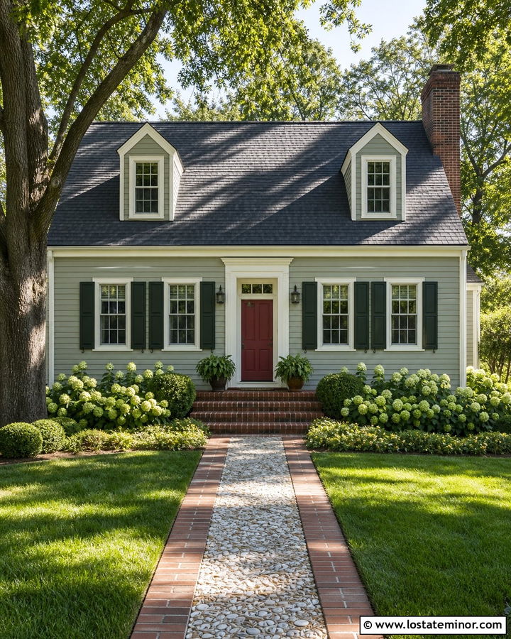 Sage Green Cape Cod With Side Chimney - 30 Sage Green House Design With Chimney Ideas