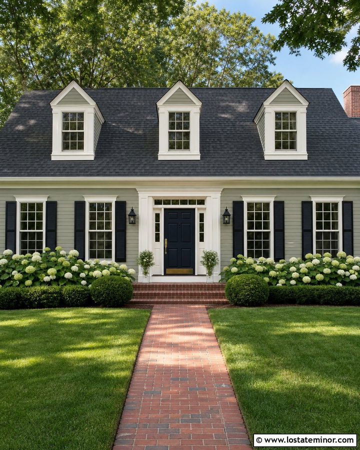 Sage Green Cape Cod With White Dormers - 30 Sage Green House Design With Dormers Ideas