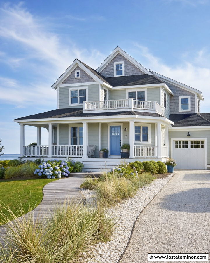 Sage Green Coastal House With Gray Cedar Shingles - 30 Sage Green House Design With Shingles Ideas