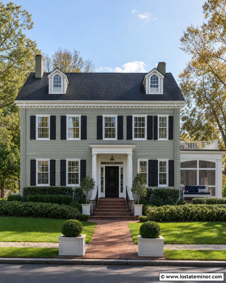 Sage Green Colonial With Screened Porch Daybed - 30 Sage Green House Design With Daybed Ideas