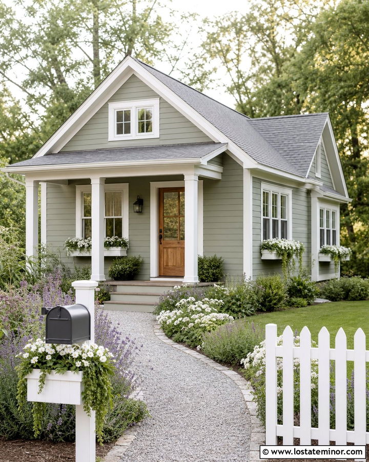 Sage Green Cottage With Flower Box Mailbox - 30 Sage Green House Design With Mailbox Ideas