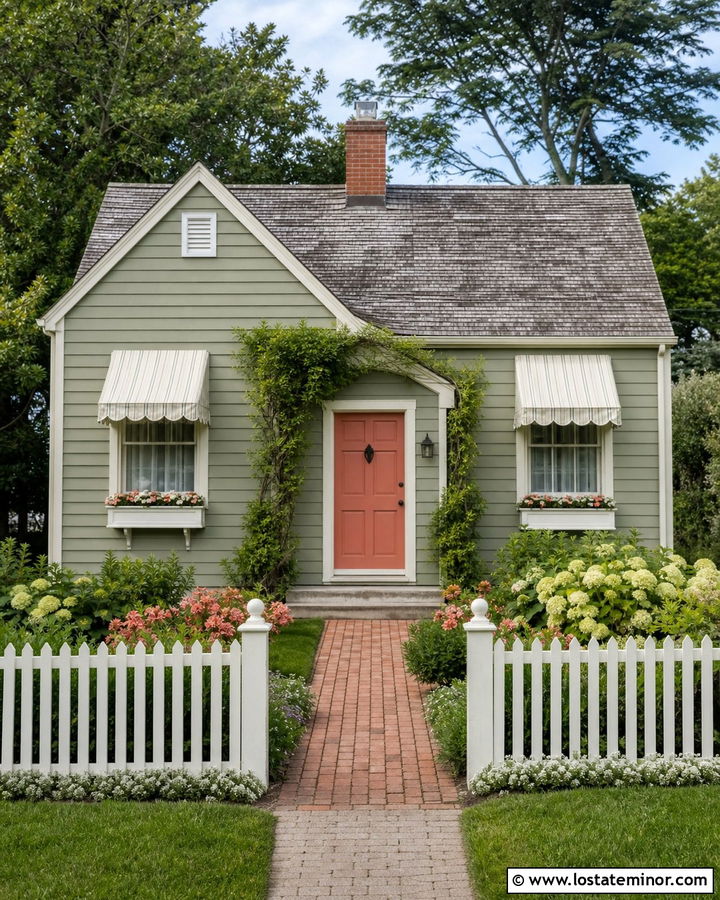 Sage Green Cottage With Scalloped Awning - 30 Sage Green House Design With Awning Ideas