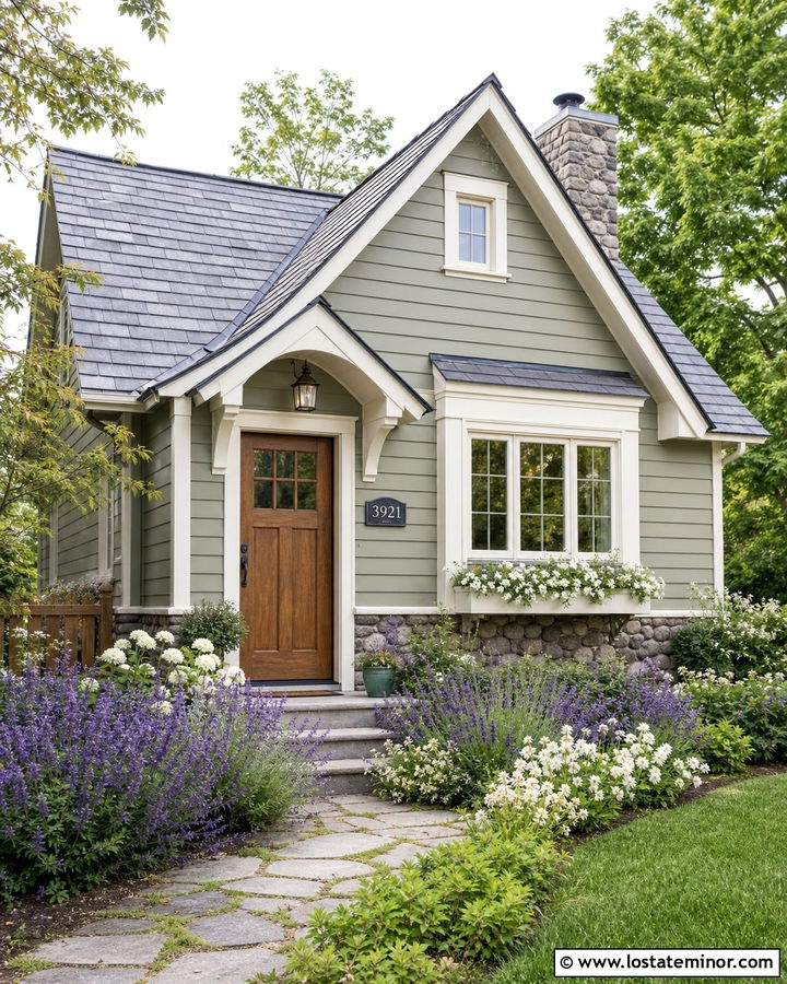 Sage Green Cottage With Slate House Number Sign - 30 Sage Green House Design With House Numbers Ideas