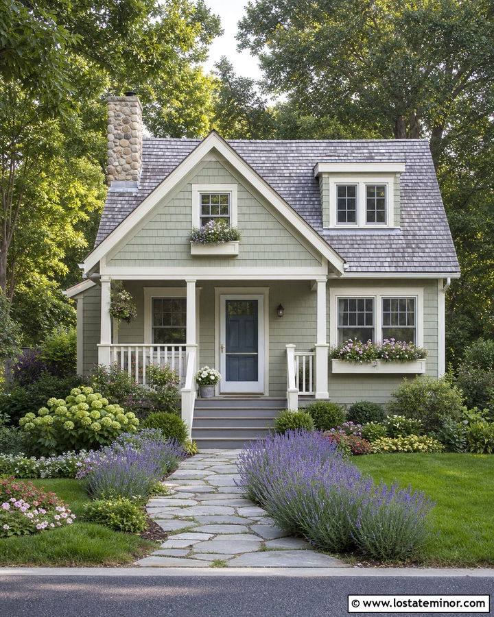 Sage Green Cottage With Storm Door - 30 Sage Green House Design With Storm Door Ideas