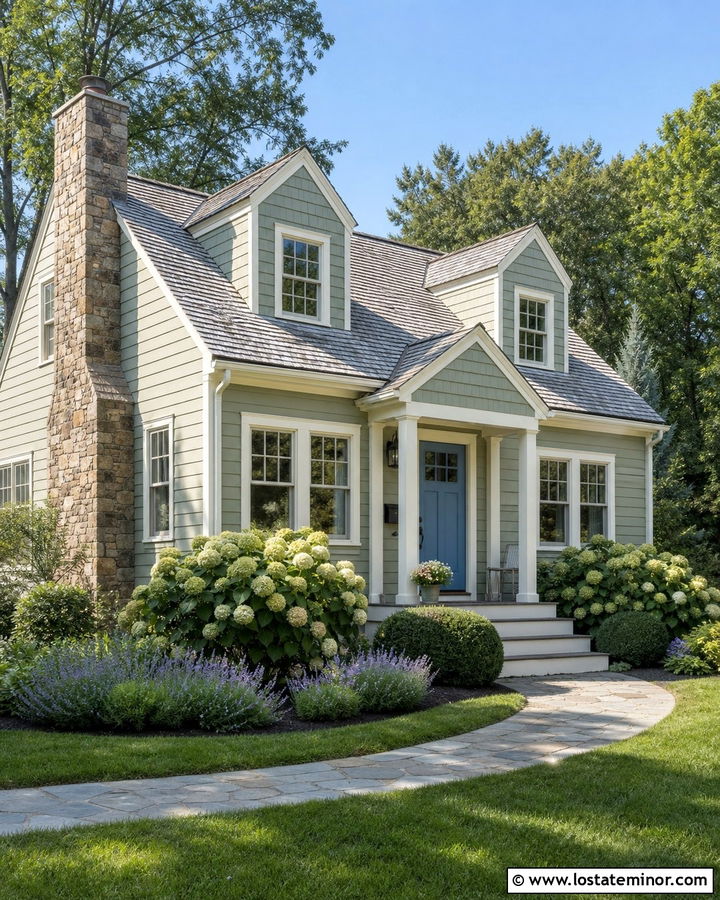 Sage Green Cottage With Weathered Gray Shingles - 30 Sage Green House Design With Shingles Ideas