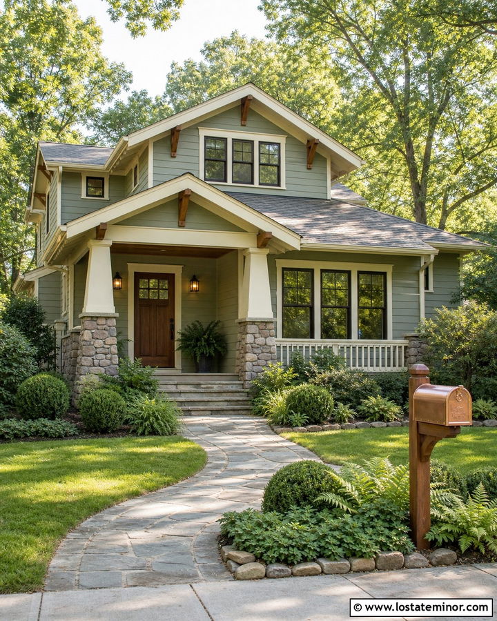 Sage Green Craftsman House With Copper Mailbox - 30 Sage Green House Design With Mailbox Ideas