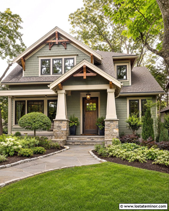 Sage Green Craftsman House With Storm Door - 30 Sage Green House Design With Storm Door Ideas