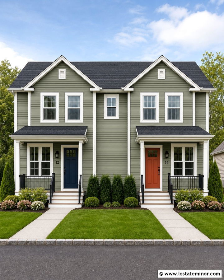 Sage Green Duplex With Separate House Numbers - 30 Sage Green House Design With House Numbers Ideas