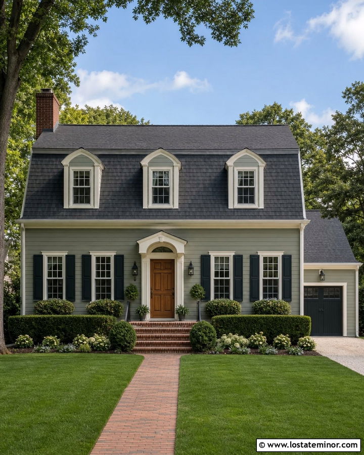 Sage Green Dutch Colonial With Gambrel Shingles - 30 Sage Green House Design With Shingles Ideas
