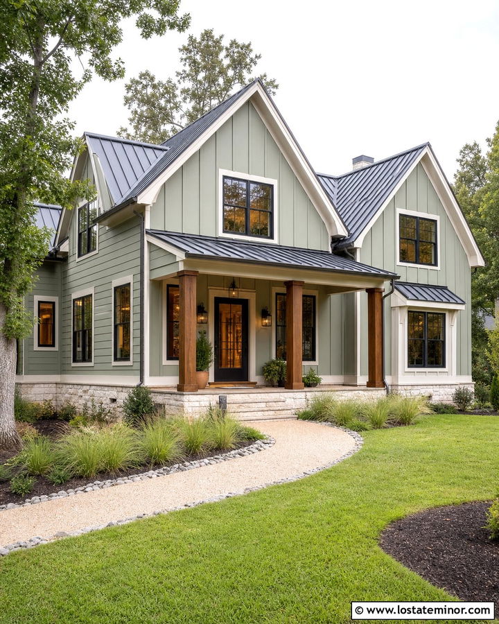 Sage Green Farmhouse With Storm Door - 30 Sage Green House Design With Storm Door Ideas