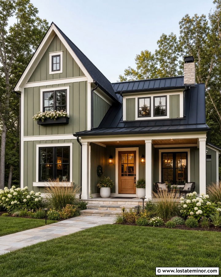 Sage Green Farmhouse With Wood Dutch Door - 30 Sage Green House Design With Dutch Door Ideas