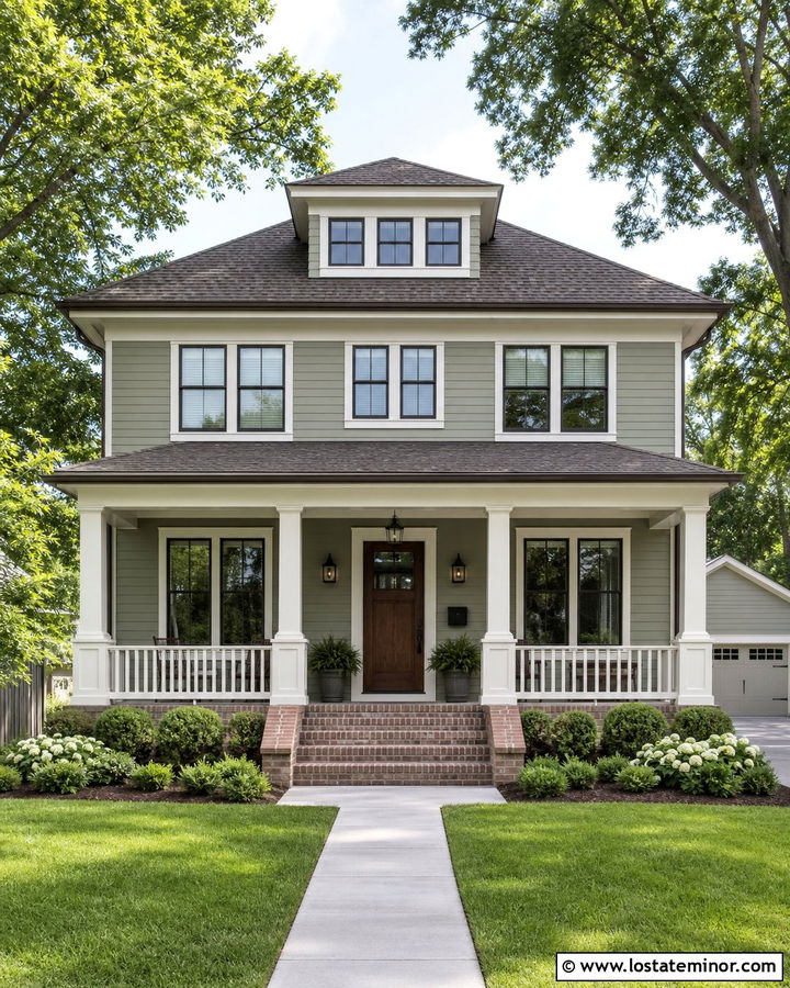 Sage Green Four Square With Architectural Shingles - 30 Sage Green House Design With Shingles Ideas