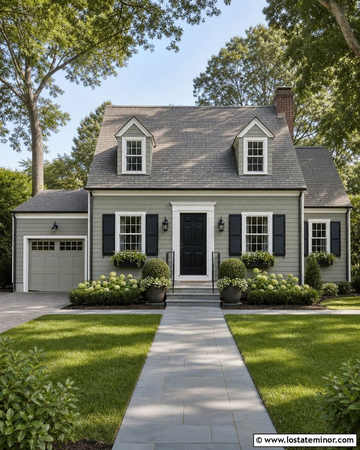 Sage Green House With A Black Front Door - 30 Sage Green House Design With Accents Ideas