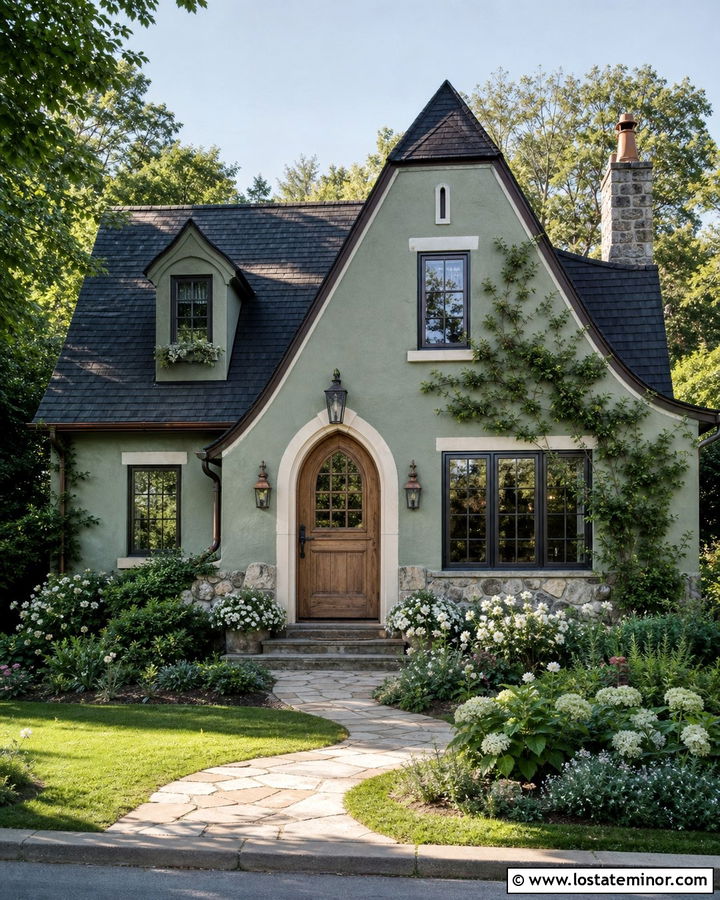 Sage Green House With Arched Dutch Door - 30 Sage Green House Design With Dutch Door Ideas