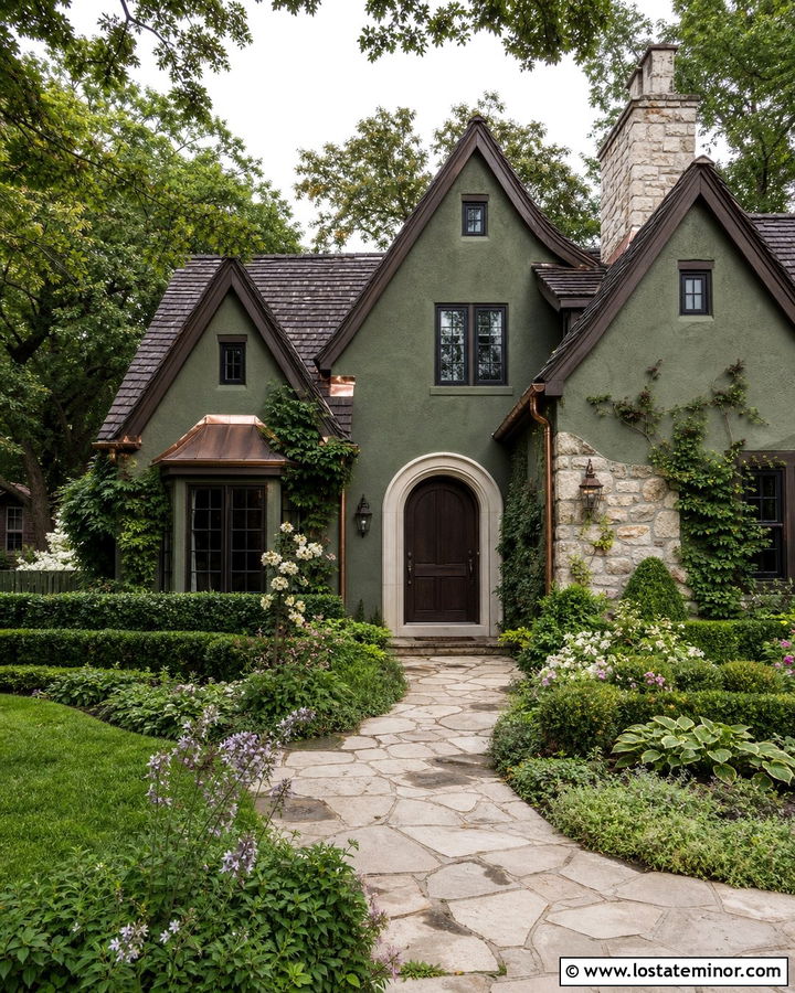 Sage Green House With Arched Front Door - 30 Sage Green House Design With Entry Door Ideas