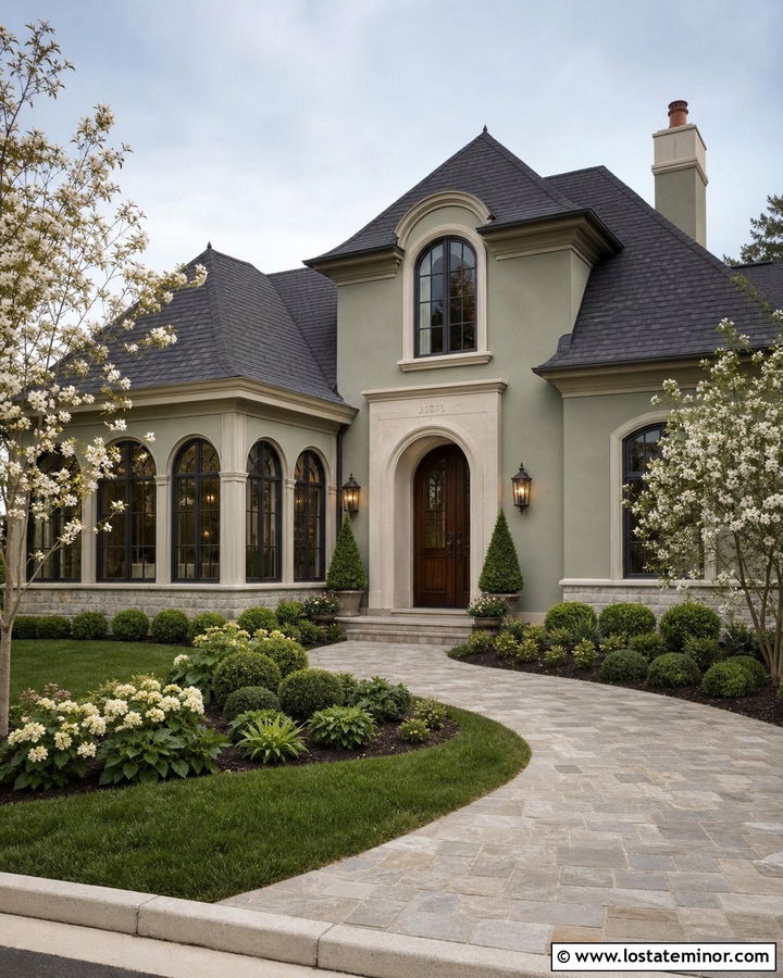 Sage Green House With Arched Sunroom Windows - 30 Sage Green House Design With Sunroom Ideas