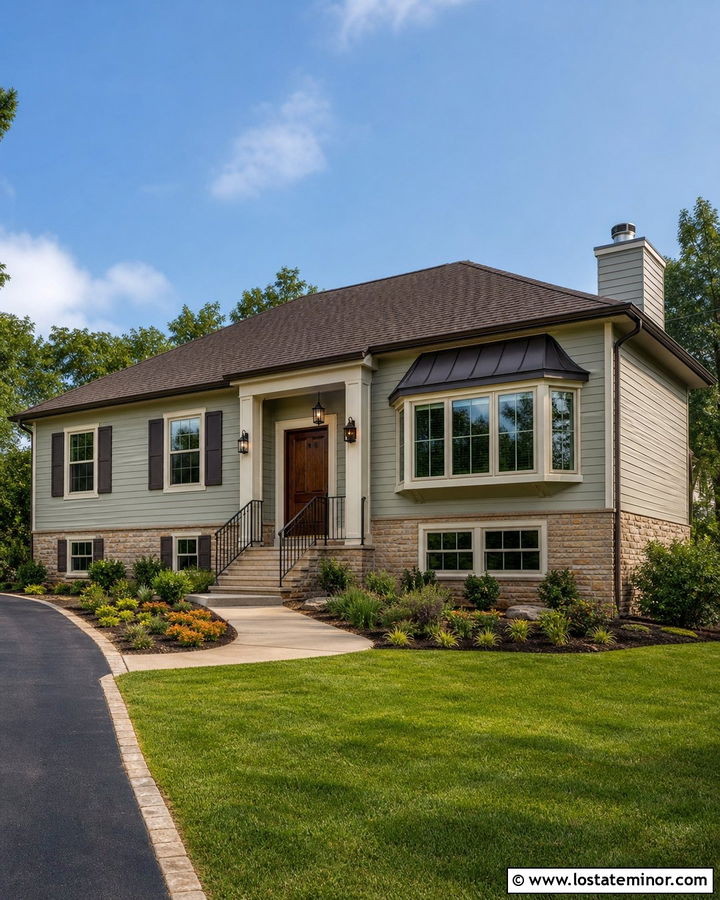 Sage Green House With Bay Window Awning - 30 Sage Green House Design With Awning Ideas