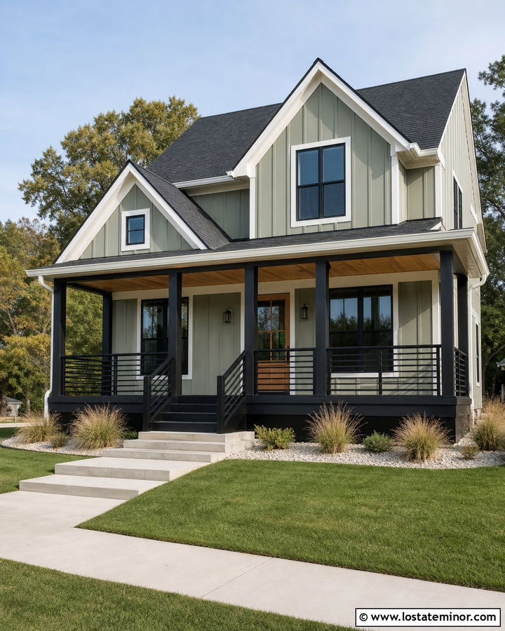 Sage Green House With Black Deck - 30 Sage Green House Design With Deck Ideas