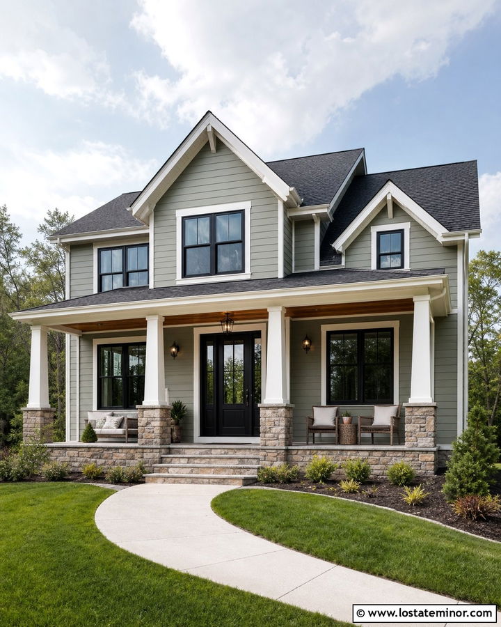 Sage Green House With Black Front Door - 30 Sage Green House Design With Front Door Ideas