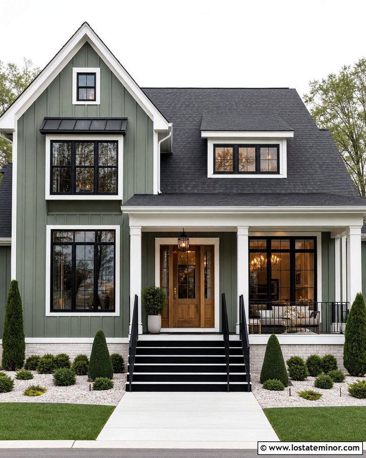 Sage Green House With Black Front Steps - 30 Sage Green House Design With Steps Ideas