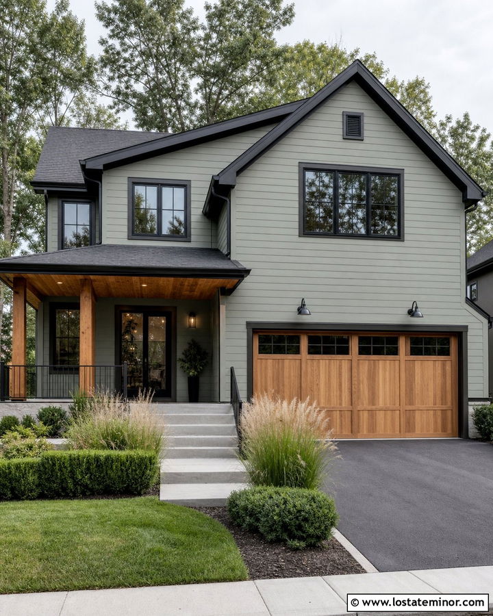 Sage Green House With Black Gable Trim - 30 Sage Green House Design With Gables Ideas