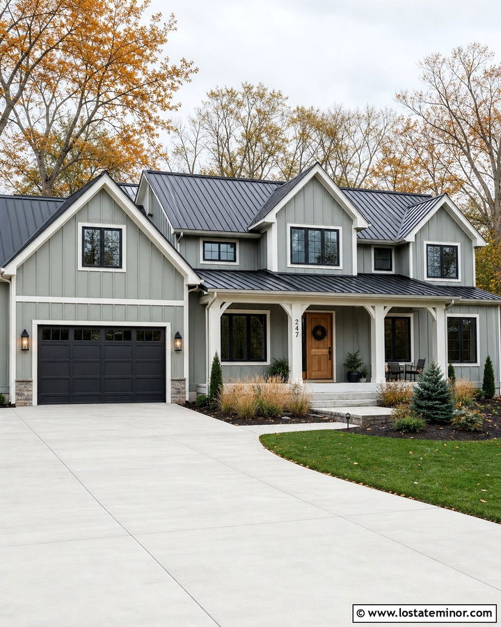 Sage Green House With Black Garage Door - 30 Sage Green House Design With Garage Door Ideas