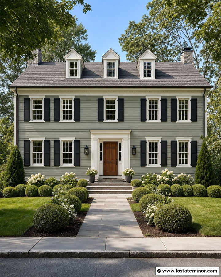 Sage Green House With Black Lantern Sconces - 30 Sage Green House Design With Lighting Ideas