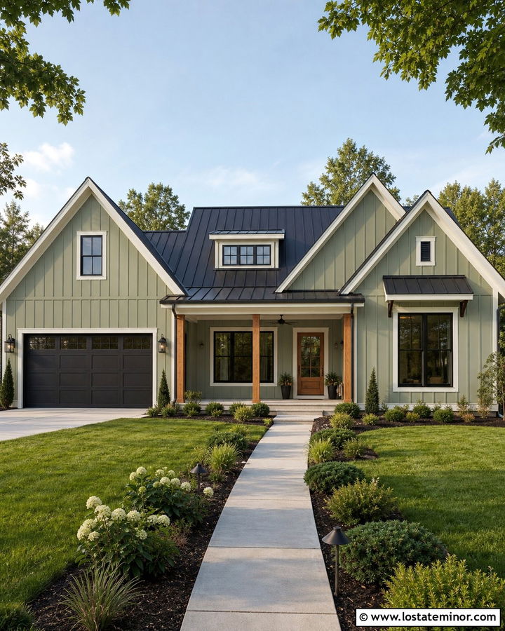 Sage Green House With Black Metal Roof - 30 Sage Green House Design With Roof Ideas